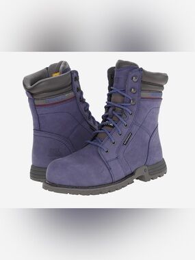 CATERPILLAR Women’s Echo Waterproof Steel Toe 8” Work Boot Sz 7.5 Marlin Purple